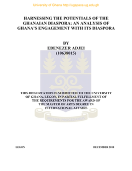 Harnessing the Potentials of the Ghanaian Diaspora: an Analysis of Ghana’S Engagement with Its Diaspora