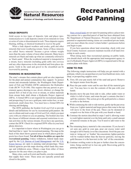 Recreational Gold Panning in Washington State