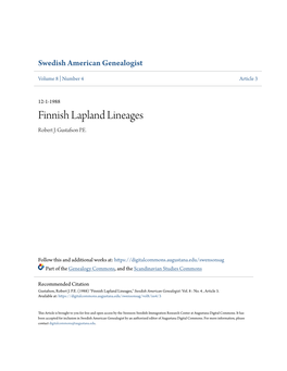 Finnish Lapland Lineages Robert J