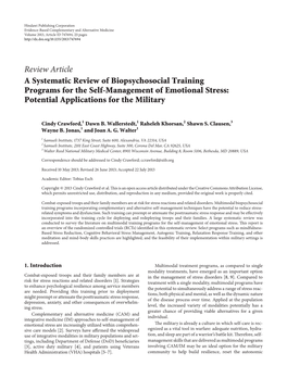 A Systematic Review of Biopsychosocial Training Programs for the Self-Management of Emotional Stress: Potential Applications for the Military