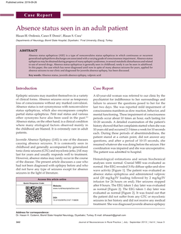 Absence Status Seen in an Adult Patient Hasan H