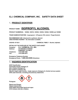 G.J. Chemical Company, Inc. Safety Data Sheet