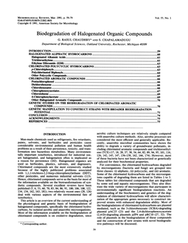 Biodegradation of Halogenated Organic Compounds G