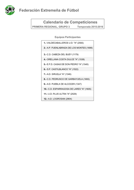 PRIMERA REGIONAL, GRUPO 3 Temporada 2015-2016