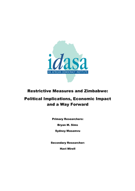Restrictive Measures and Zimbabwe: Political Implications, Economic Impact and a Way Forward