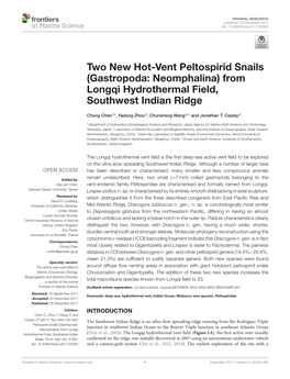 Two New Hot-Vent Peltospirid Snails (Gastropoda: Neomphalina) from Longqi Hydrothermal Field, Southwest Indian Ridge