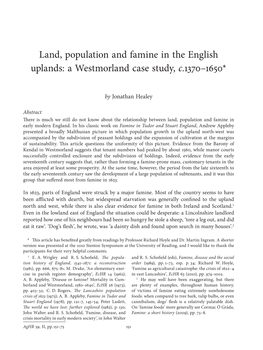 Land, Population and Famine in the English Uplands: a Westmorland Case Study, C.1370–1650*