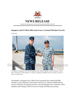 Singapore and US Mark 20Th Anniversary of Annual Maritime Exercise