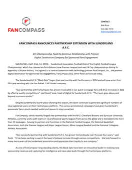 Fancompass Announces Partnership Extension with Sunderland A.F.C