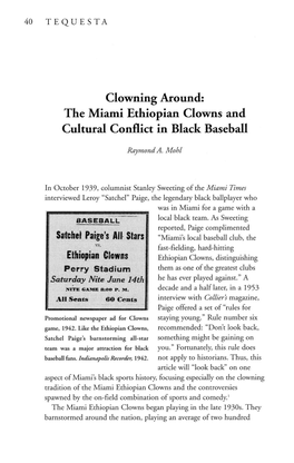 The Miami Ethiopian Clowns and Cultural Conflict in Black Baseball
