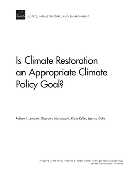 Is Climate Restoration an Appropriate Climate Policy Goal?