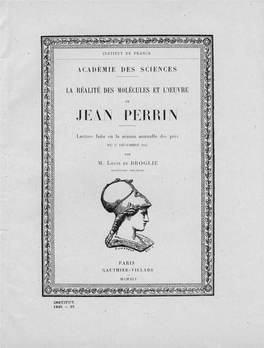 La Réalité Des Molécules Et L'oeuvre De Jean Perrin