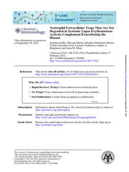 Disease Activate Complement Exacerbating the Degraded In