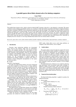 A Parallel Sparse Direct Finite Element Solver for Desktop Computers