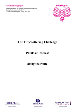 The Tittywittering Challenge Points of Interest Along the Route