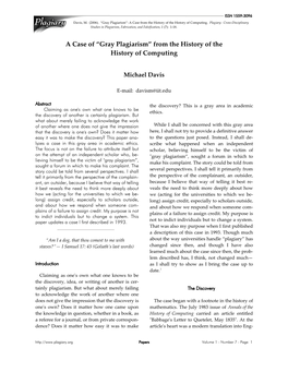 Gray Plagiarism”: a Case from the History of the History of Computing