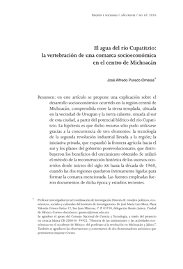 El Agua Del Río Cupatitzio: La Vertebración De Una Comarca Socioeconómica En El Centro De Michoacán