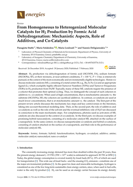 From Homogeneous to Heterogenized Molecular Catalysts for H2 Production by Formic Acid Dehydrogenation: Mechanistic Aspects, Role of Additives, and Co-Catalysts