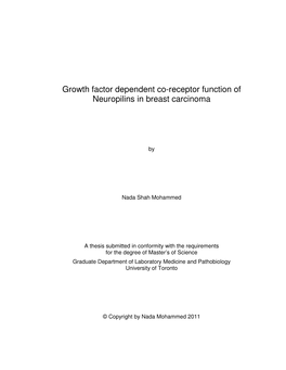 Growth Factor Dependent Co-Receptor Function of Neuropilins in Breast Carcinoma