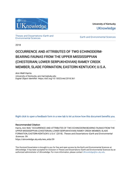 Occurrence and Attributes of Two Echinoderm-Bearing Faunas From