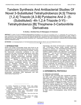 Tandem Synthesis and Antibacterial Studies of Novel 3-Substituted