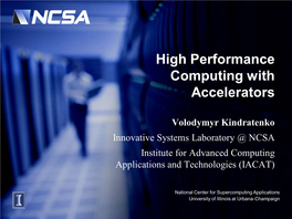 High-Performance Computing with Accelerators