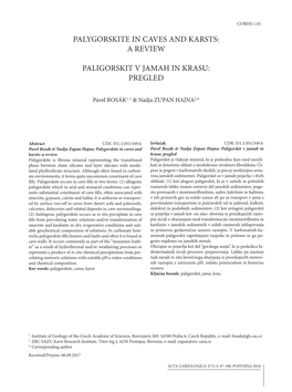 Palygorskite in Caves and Karsts: a Review