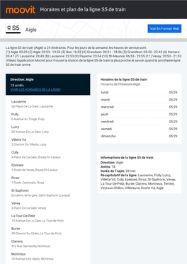 Horaires Et Trajet De La Ligne S5 De Train Sur Une Carte