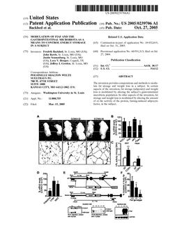 (12) Patent Application Publication (10) Pub. No.: US 2005/0239706A1 Backhed Et Al