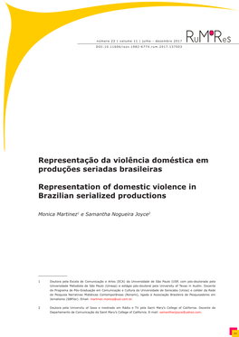 Representação Da Violência Doméstica Em Produções Seriadas Brasileiras Representation of Domestic Violence in Brazilian Se