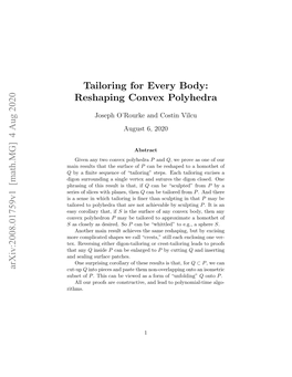 Reshaping Convex Polyhedra Arxiv:2008.01759V1 [Math.MG]