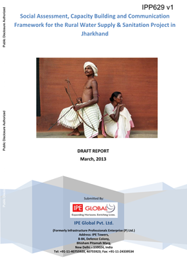 Social Assessment, Capacity Building and Communication Framework for the Rural Water Supply & Sanitation Project in Jharkhand