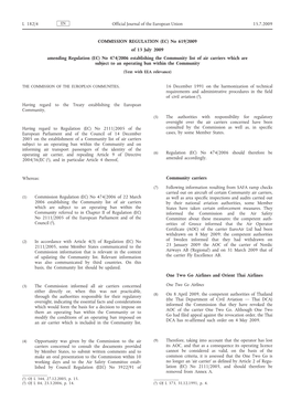 No 619/2009 of 13 July 2009 Amending Regulation (EC)