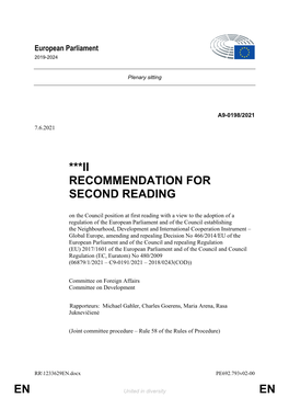 En En ***Ii Recommendation for Second Reading