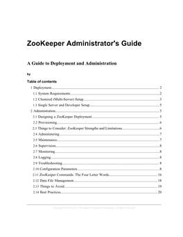 Zookeeper Administrator's Guide