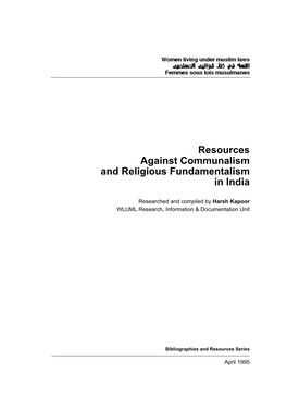 Resources Against Communalism and Religious Fundamentalism in India