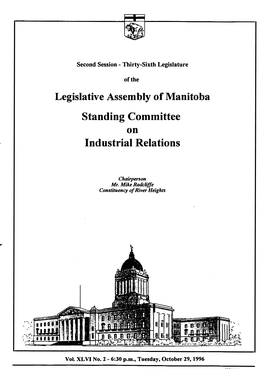 Legislative Assembly of Manitoba Standing Committee on Industrial