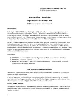 American Library Association Organizational Effectiveness Plan