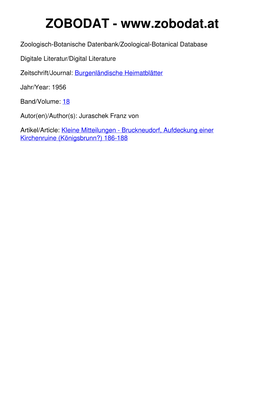 Bruckneudorf, Aufdeckung Einer Kirchenruine (Königsbrunn?) 186-188 ©Amt Der Burgenländischen Landesregierung, Landesarchiv, Download Unter