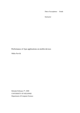 Performance of Ajax Applications on Mobile Devices