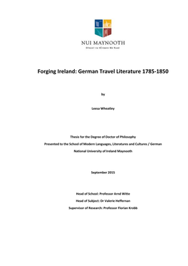 Forging Ireland: German Travel Literature 1785-1850