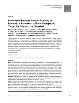 Probenecid Reduces Alcohol Drinking in Rodents. Is Pannexin1 a Novel Therapeutic