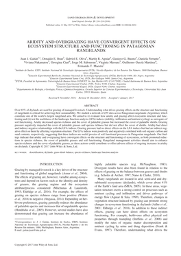 Aridity and Overgrazing Have Convergent Effects on Ecosystem Structure and Functioning in Patagonian Rangelands