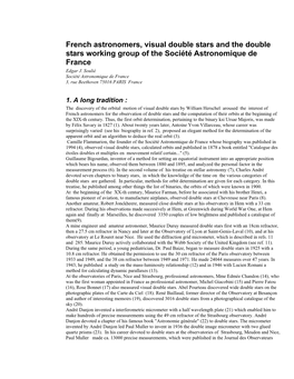 French Astronomers, Visual Double Stars and the Double Stars Working Group of the Société Astronomique De France Edgar J