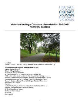 Victorian Heritage Database Place Details - 29/9/2021 TREASURY GARDENS