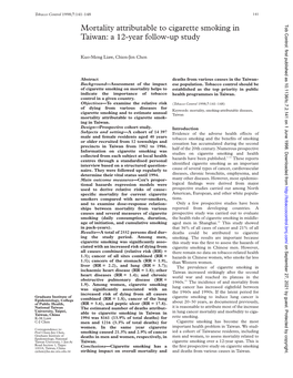 Mortality Attributable to Cigarette Smoking in Taiwan