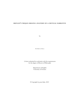 By a Thesis Submitted in Conformity with the Requirements for The