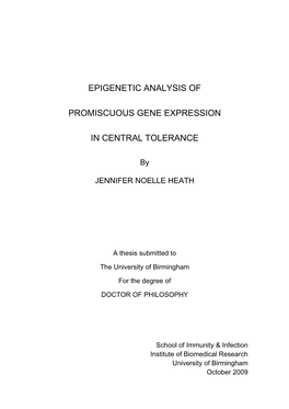 Epigenetic Analysis of Promiscuous Gene