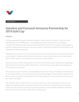 Valvoline and Concacaf Announce Partnership for 2019 Gold Cup