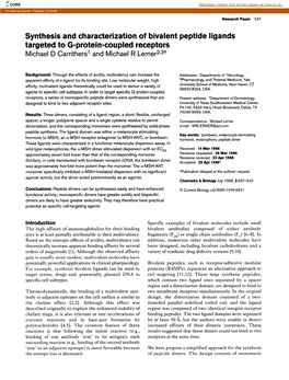 Synthesis and Characterization of Bivalent Peptide Ligands Targeted to G-Protein-Coupled Receptors Michael D Carrithersl and Michael R Lerner2t3+